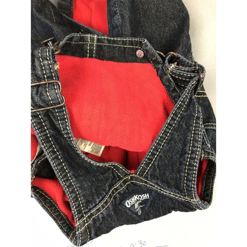 Boys 6 Months Denim Winter Bibs Oshkosh B'gosh Overalls Fleece Lined